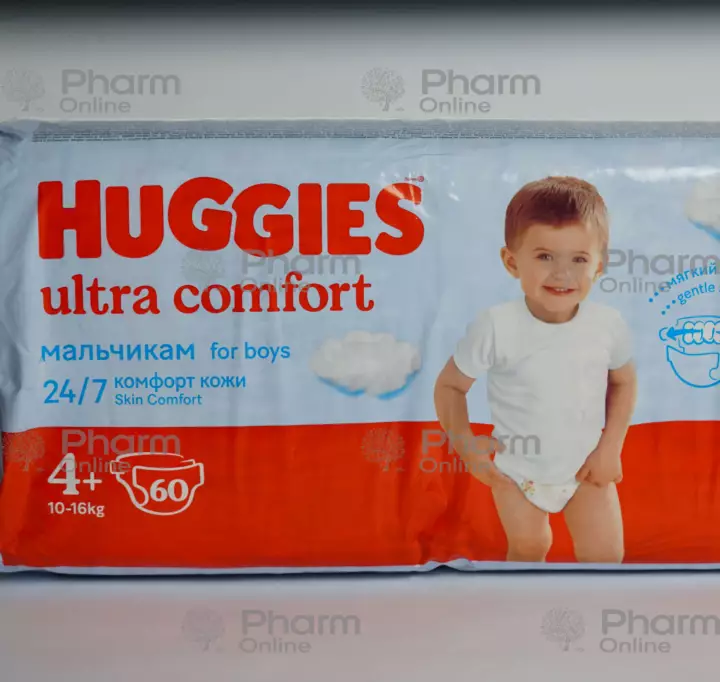 Diapers Huggis-4+ 10-16kg ultra comfort for boys № 60  (Russian)