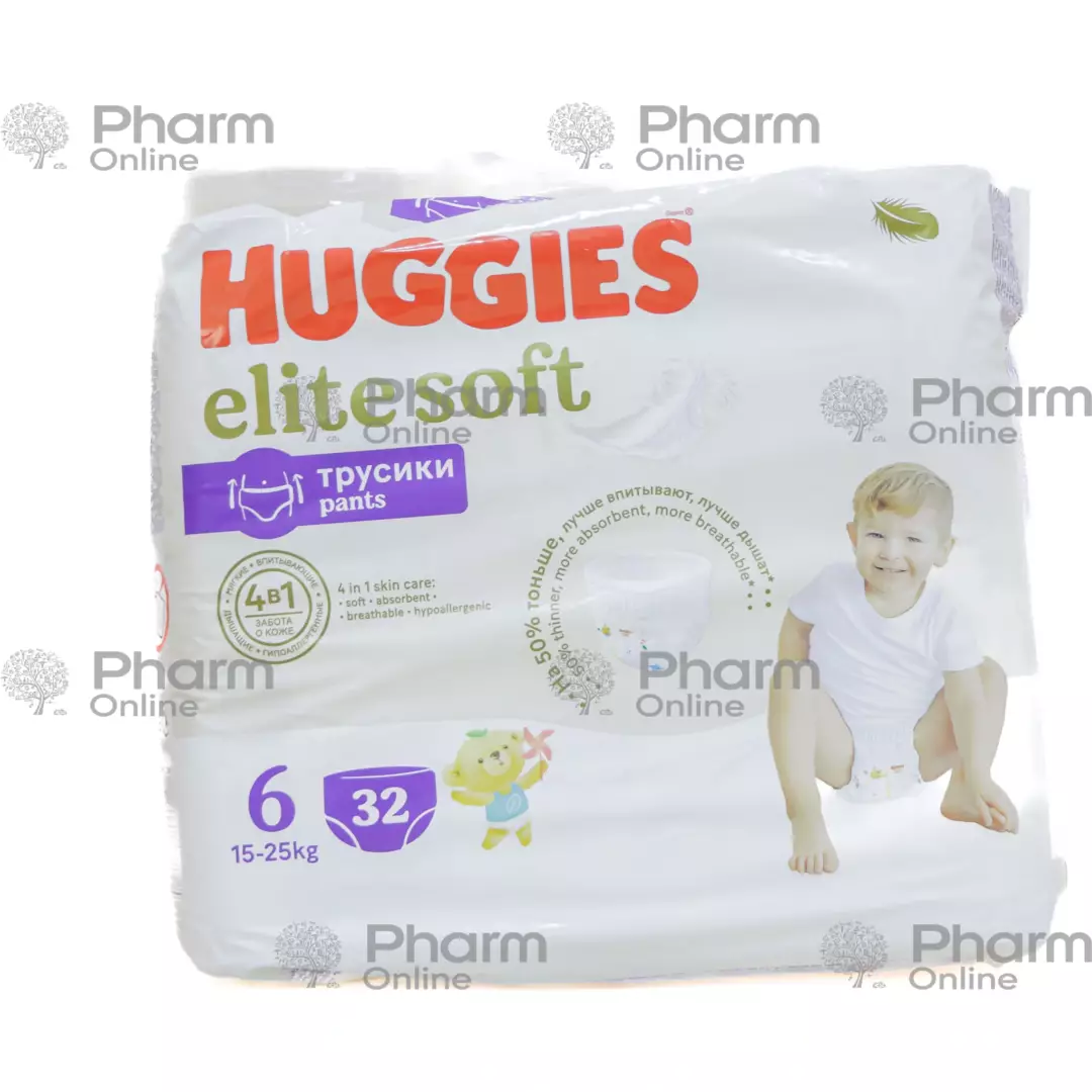 Diapers Huggis panties Elite Soft 6 15-25 kg No. 32 (Türkiye)