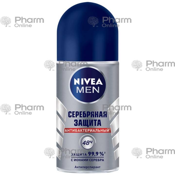 Нивеа антип. ролл-он Серебряная защ.д/муж.(3778)(7036) 50 мл (Гель) (<>) (Германия)