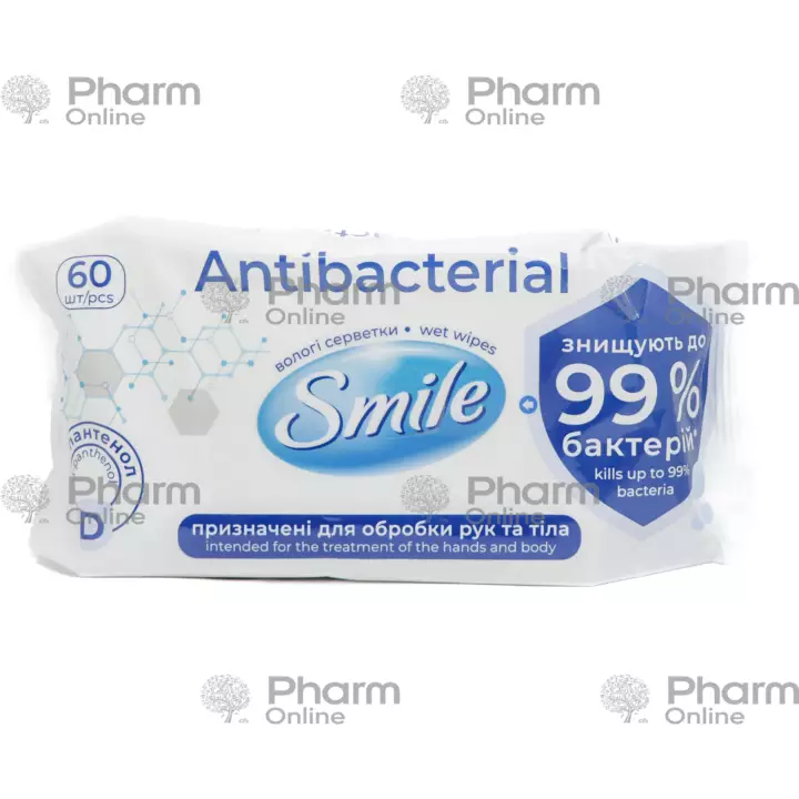 Salfetka yaş "Smile" spirt ilə antibakterial (1953) № 15 (Kosmetika) (<>) (Ukrayna)