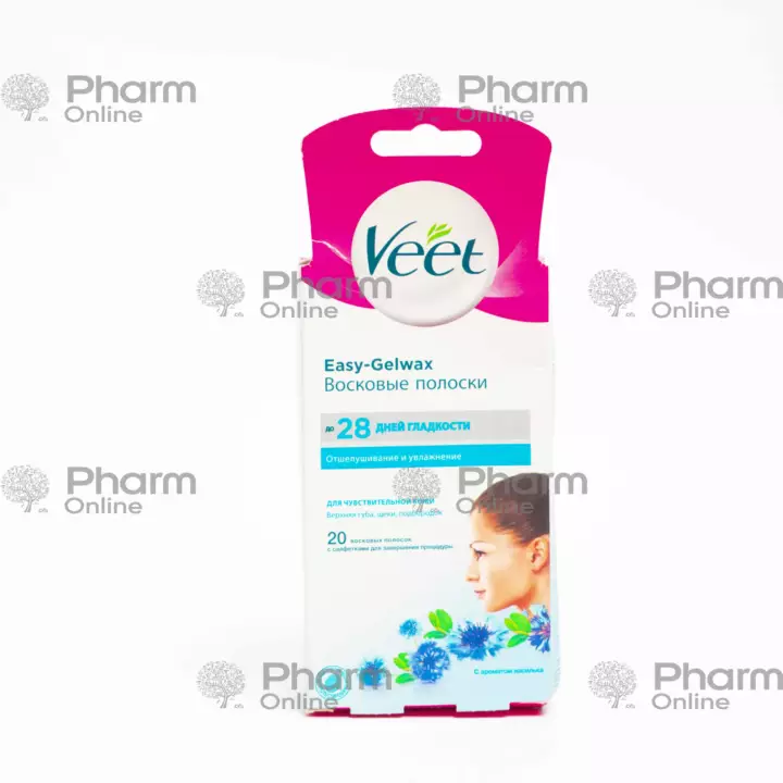 Depilator "VEET" wax, strips for feelings, skin (cornflower) (0960) № 20 (Cream)