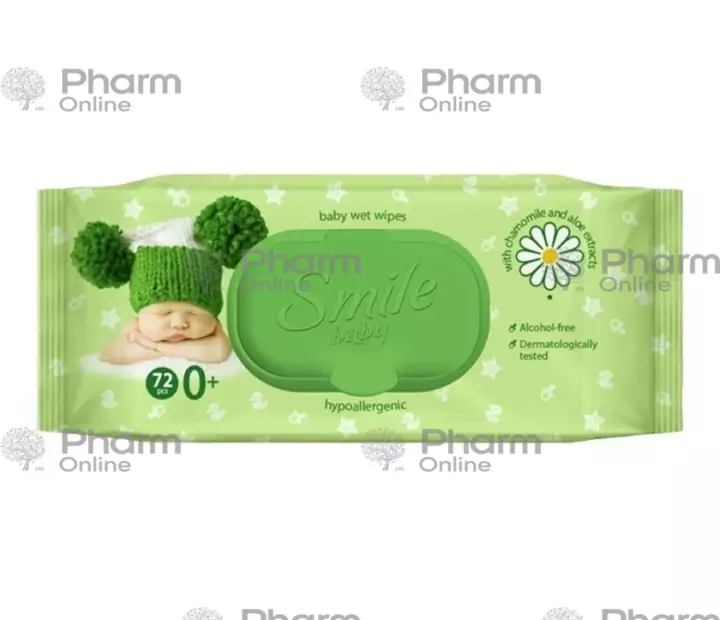 Smile Baby nəm salfetləri Uşaqlar üçün Çobanyastığı və Aloevera (5049) № 60