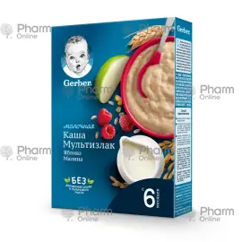 Children's nutrition Gerber porridge from 6 months, milk, apple and raspberry (2681) 180 g (Children
