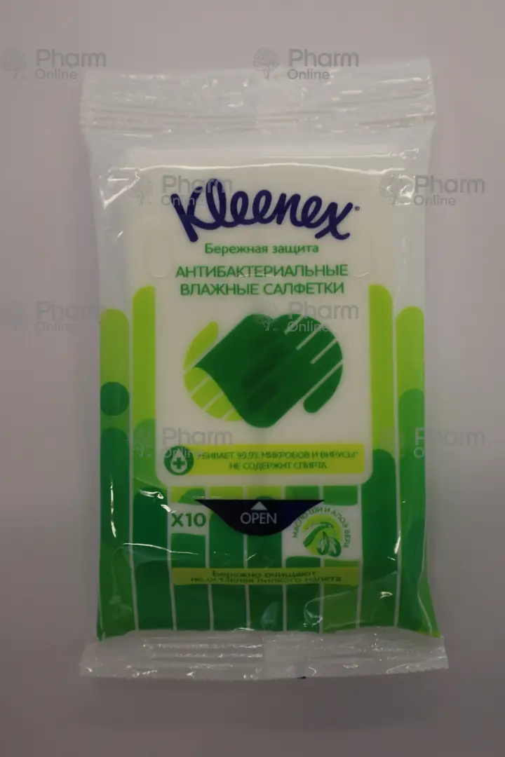 Kleenex Şi yağı və aloe vera ilə antibakterial yaş salfetlər (1259) № 10