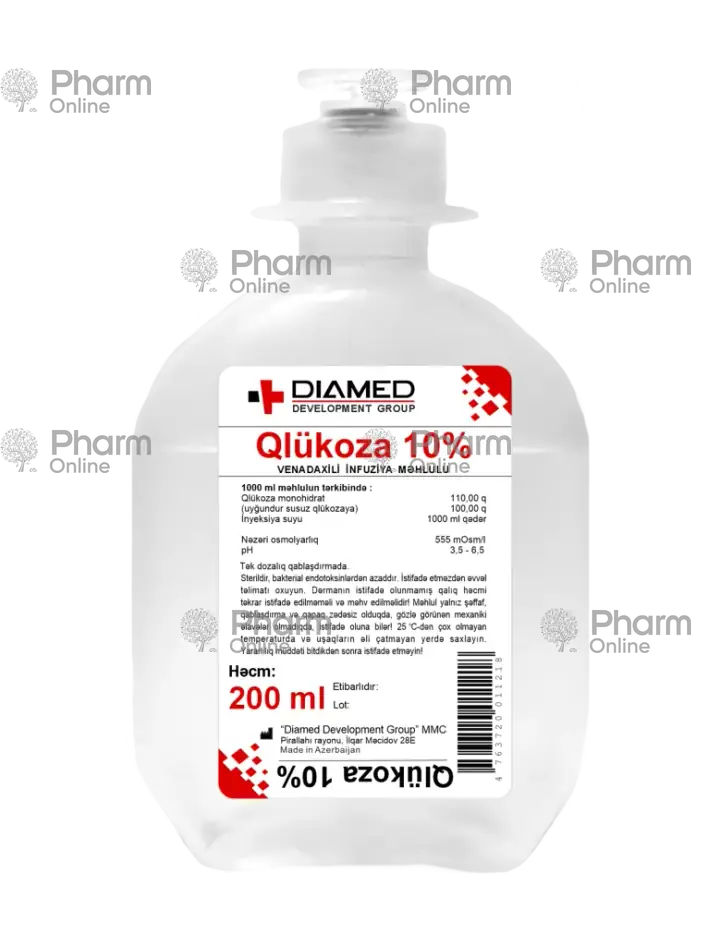 Глюкоза 10% 200 мл (Раствор)  (Азербайджан)