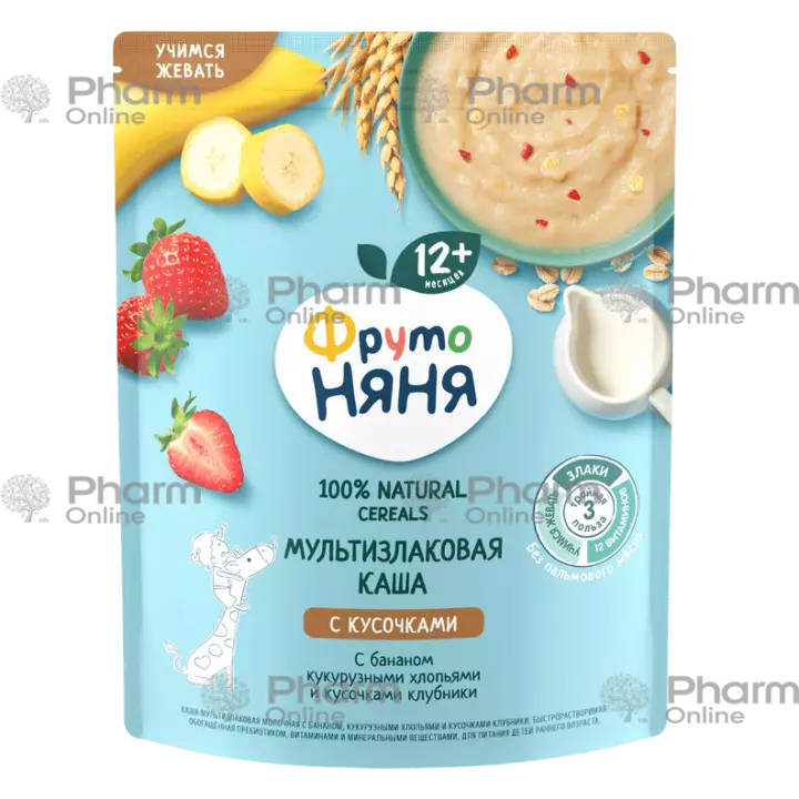 Детское питание Фруто няня  каша с 12+ мес бананом кукурузными клубники