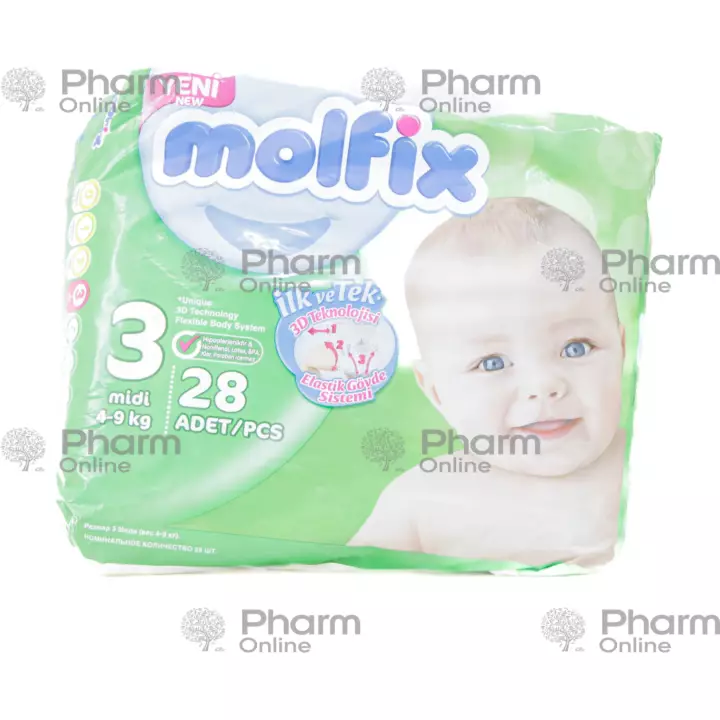 Bez  Molfix-3 4-9kg midi (3835) № 28 (gigiyena vasitələri) (Monte Farma) (Türkiyə)