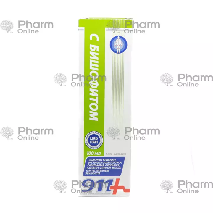 911 Bişovit oynaq ağrıları üçün bədən üçün 100 ml (Gel-balzam) (Twins-Tek ASC) (Rusiya)
