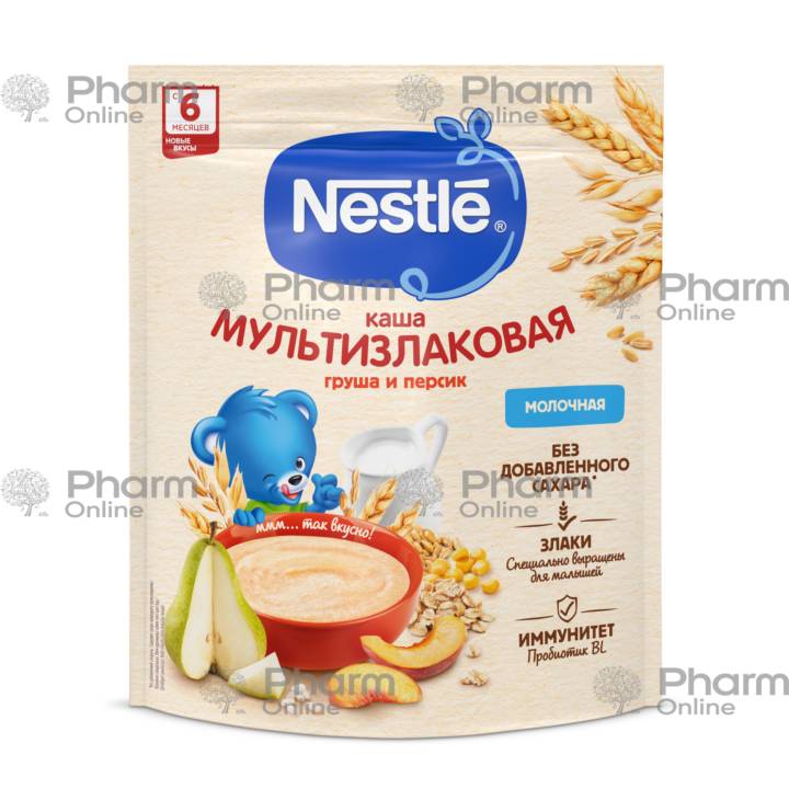 Baby food Nestlé Multigrain porridge/milk with pear and peach from 6 months. 200 gr