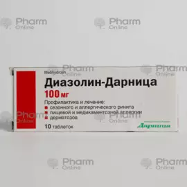 Diazolin 0.1 g – 10-tablet pack for itching, rash and allergic reactions