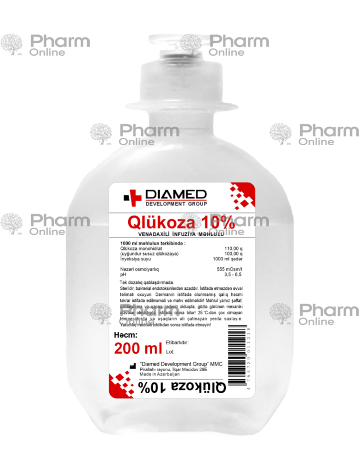 Qlükoza 10% 200 ml (Məhul) (Azərbaycan)