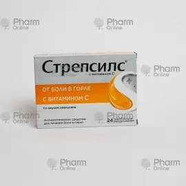 Стрепсилс вит,С со вкусом апельсина № 24 (Леденцы) (Reckitt Benckiser Ltd) (Англия)