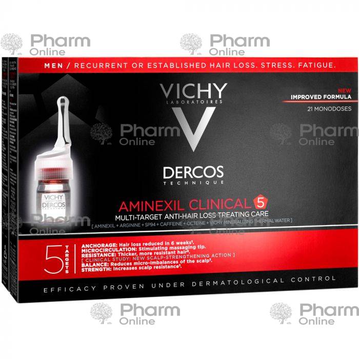 Vichy "Derkos" Saç tökülməsinə qarşı aminoksil kişilər üçün  (2748) 6 ml № 21 (İspaniya)