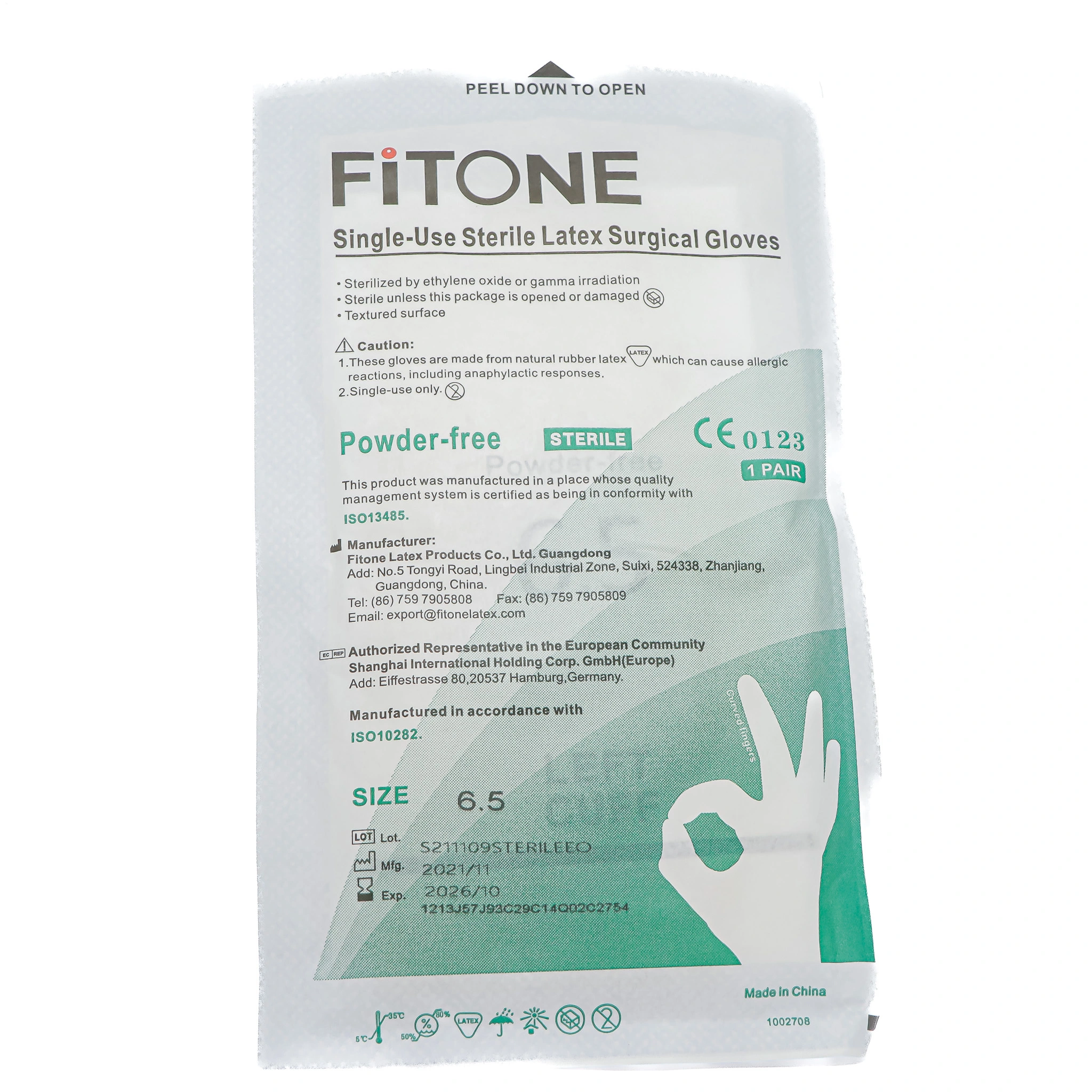 Sterile gloves № 6.5 (latex, without powder) (Fitone) (China)