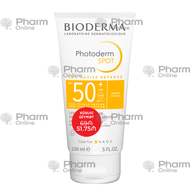 Биодерма Photoderm Spot SPF 50+ sun active defense (Xüsusi qiymət) (0303) 150 мл