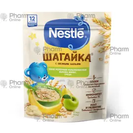 Uşaq qidası Nestlé Shagayka sıyıq süd 4 elac alma, banan və armud ilə 12 aylıq.